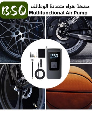 Emergency Air Pump|Digital Car Tire Inflator | tyre pump | air pump digital | Portable Tire Inflator | pump for esscoter | 150PSI Air Compressor with Pressure Gauge | 4000mAh Rechargeable Electric Air Pump | with LED Display and Nozzle Set | Suitable for Cars, Motorcycles, Bicycles, and Balls - view 5
